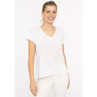 Zwillingsherz T-Shirt "Positive Mind" V-Ausschnitt, Kurzarm, Used-Look, Baumwolle, ausgefranste Kanten