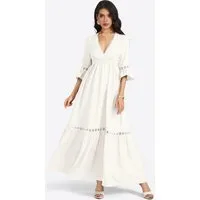 Imily Bela Maxikleid Damen Retro Freizeitkleid (Packung, 1-tlg., 1per-Pack) V-Ausschnitt