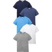 bonprix T-Shirt (Packung, 5-tlg., 5er) Regular Fit, Kurzarm, für warme Tage, aus Baumwolle und Viskose