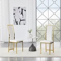 STILVORA Esszimmerstuhl 2er-Set Esstischstühle mit Weißes PU-Leder + Goldglanz Metallrahmen (2 St)