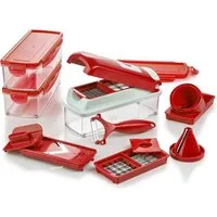 Genius Gemüseschneider Nicer Dicer Smart, inkl. Julietti, Set 16-tlg., Würfel, Stifte, Scheiben, Streifen, Viertel und Gehobeltes!