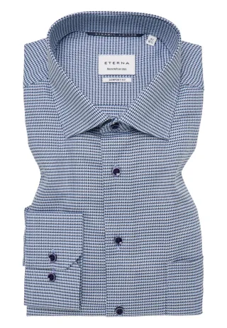 ETERNA - Comfort Fit: Hemd im Dobbydesign blau - Gr. - 44