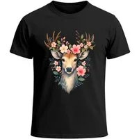 MoonWorks Print-Shirt Herren T-Shirt für das Oktoberfest Hirsch mit Blumenkranz Fun-Shirt mit Print
