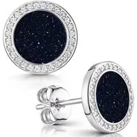 Materia Paar Ohrstecker Damen Ohrringe Blaufluss Glitter Zirkonia SO-394, 925 Sterling Silber, rhodiniert