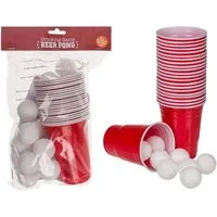 mucHome Becher Beer Pong Becher Set 15 Bälle und 22 Trinkbecher, 37-tlg.