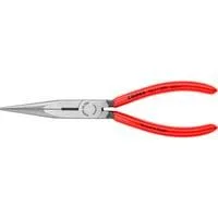 Flachrundzange mit Schneide 26 11 200, Storchschnabelzange, Greifzange rot/blau, gezahnte Greifflächen, Länge 200mm