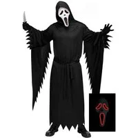 Fun World Kostüm Scream Ghostface Halloween Kostüm LED Maske M-L, Der Geisterkiller hackt nicht nur mit dem Messer durch die Gegend, er
