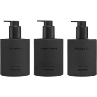 blomus Seifenspender Glasflaschen 3er Set -KIREI- Shampoo, Duschgel & Conditioner Spender, (3er-Set, 3-tlg), Stilvolle Glasflasche, Nachhaltig, inkl. Wandhalterung, Bad