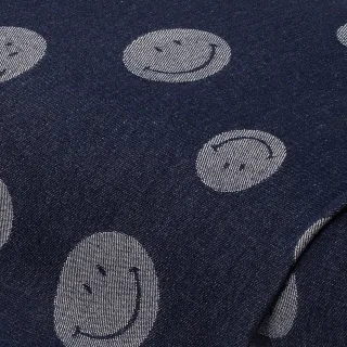 Jeansstoff/Denim „Lachgesicht“, jeansblau