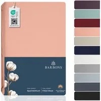 BARBONS Spannbettlaken Jersey Bettlaken, 145 g/m² Spannbetttuch, bis zu 25cm Höhe, Topper, Jersey aus 100% Baumwolle, Gummizug: rundum, (1 Stück), Rundumgummi, Atmungsaktiv