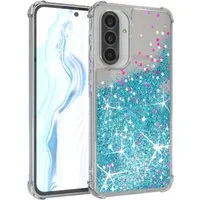 EAZY CASE Handyhülle Liquid Glittery Case für Samsung Galaxy A56 5G 6,7 Zoll, Gloss Slimcover Girly Backcover Bling Phone Case kratzfeste Cover Blau
