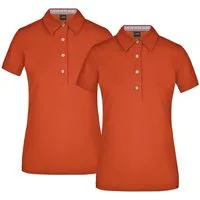 James & Nicholson Poloshirt Doppelpack Klassisches Damen Polohemd JN969 (Doppelpack, 2 Stück) mit konfektioniertem Kragen in Kontrastoptik