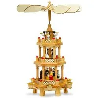 SIKORA Weihnachtspyramide aus Holz mit 3 Etagen Pyramide Weihnachten Deko bunt H:35cm - P34