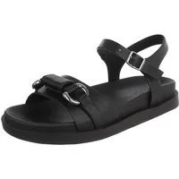 Ital-Design Damen Sandale mit Fesselriemen und Metallelement Riemchensandalette (91895946) Flach Riemchensandalen in Schwarz