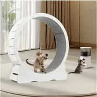 oyajia Tier-Intelligenzspielzeug Katzenlaufrad, MDF, MDF, Innendurchmesser 100cm, Leises Scrollrad und Sicherheitsschloss-Design