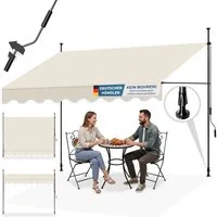 tectake Klemm-Senkrechtmarkise Klemmmarkise - Balkonmarkise mit Handkurbel, UV-beständig (Sichtschutz/Sonnenschutz für Terrasse und Garten, in beige) 180 x 300 x 304 cm, höhenverstellbar 211 - 304 cm, wasserabweisend