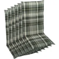 GO-DE Hochlehnerauflage, (Spar-Set, 6 St), Karo grau - Maße BxLxH ca.: 50 cm x 120 cm x 6 cm