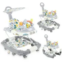 oyajia Lauflernwagen Höhenverstellbarer Baby Gehfrei Lauflernwagen mit Spielcenter, (4in1 Lauflernhilfe Babywalker Spiel- und Lauflernwagen, klappbar, Musik), Wippe, höhenverstellbar, klappbar