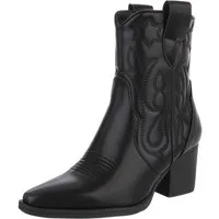Ital-Design Elegante Westernboots für Damen mit Stickerei und Komfort Westernstiefelette (89937967) Blockabsatz Stiefeletten in Schwarz