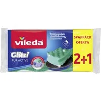 Vileda Geschirrschwamm Vileda Topfreiniger Glitzi Pur Active 2+1 3 Stück