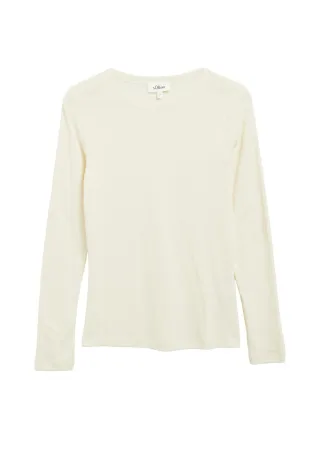 s.Oliver Red Label - Longsleeve mit Rippstruktur beige - Gr. - 34