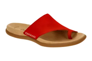 Gabor 63.700.15 Damen Pantoletten Zehentrenner Rot Fire Samtchevreau Echtleder