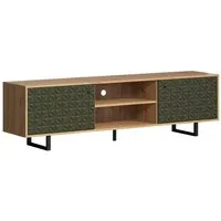 trendteam Lowboard TV-Lowboard Sentra, Fernsehschrank Unterschrank Kommode Grün/Natur/Schwarz 184x52x40cm