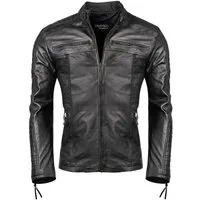 PAULGOS Lederjacke Herren Jacke Übergangsjacke Biker Look 100% Echtleder D1