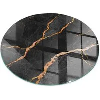 Tulup Bodenschutzplatte Schwarz Eleganter Marmor, Gehärtetem Glas Kaminöfen Schutzplatte