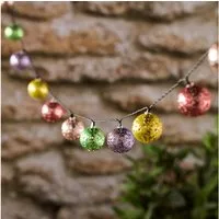 Lights4fun LED-Lichterkette 20er Solar Lichterkette marokkanische Kugeln bunt USB wiederaufladbar