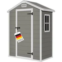 STEELSØN Gerätehaus Novara mit Bodenplatte, wetterfest, Geräteschuppen mit Satteldach, Gartenhaus inkl. Fenster