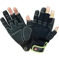 Hase Safety Gloves Leder-Arbeitshandschuhe Technik 3 Finger Montage Handschuh Outdoor Mechaniker (Paar, 1-St., VPE= 1 Paar, Gr 8-12) High-Quality Velcro/ High-Quality Klettverschluss