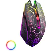 HS.SUPPLY RGB Gaming Maus wireless, Leise & aufladbar Gaming-Maus (Bluetooth, Funk, Einstellbare DPI-Auflösung, RGB Beleuchtung, 6 Tasten)