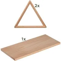 Astigarraga Kit Line Wandregal Triangel Regal-Set, Vollholz, dreieckige Regalhalter, Vollholzbrett, 3-tlg.