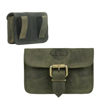 Greenburry Gürteltasche Herren Damen Querformat 14x9cm Leder oliv. Ein sicherer und kompakter Organizer für Ihre Wertsachen bei Outdoor-Aktivitäten.