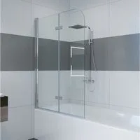 IMPTS Badewannenaufsatz Duschwand für Badewanne Badewannenfaltwand Faltbar 100-140cm, Glas Alu, (2 tlg., 2 TLG), Duschabtrennung für Badewanne