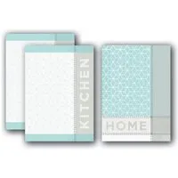 Dyckhoff Geschirrtuch 3 Geschirrtücher HOME & KITCHEN - silber/mint, Jacquard gewebt, Schnelltrocknend