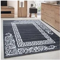 Carpettex Designteppich Mäander-Design, Läufer, Höhe: 12 mm, Modern Kurzflor Teppich Wohnzimmer Mäander-Design Grau Pflegeleicht
