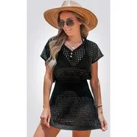 Cupshe Smokkleid Coverup mit Knopfleiste und V Ausschnitt Mini