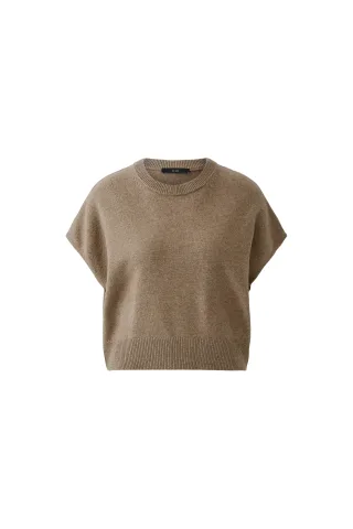 Oui - Pullunder Taupe Melange - Gr. - 34