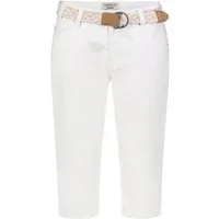 SUBLEVEL Caprihose Damen Stretch-Capri mit Gürtel Stretch-Twill-Shorts, knielang, Paper Touch