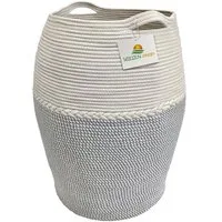 WIESEN.design Wäschekorb Jamila Ø46/39xH65cm 105L, 100% Baumwolle, Aufbewahrung geflochten, inkl. großem Waschsack und schwerem Wäschesack, gratis Versand