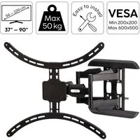 Hama TV-Wandhalterung FULLMOTION TV Wandhalterung 37" bis 90" 5 Gelenke, (bis 90 Zoll, Wand-Halter Schwenkbar VESA-Formate bis 600x500 Monitor 37" - 90" Zoll)