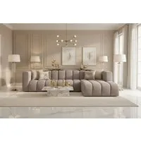 Kaiser Möbel Ecksofa Moderne aus Veloursstoff Salvador Grand L 318 cm, Ecksofa, Tiefe Sitzflächen,Premium-Velours Salvador,Design Soft-Cube