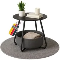 Coemo Wohnzimmertisch KOSI, Schwarz Metallgestell Couchtisch mit Aufbewahrungskorb Canvas