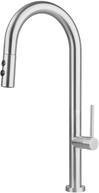 Neuesbad Serie 680 Spültischarmatur mit U-Auslauf und Ausziehbrause, Edelstahl gebürstet NB1DEBQOF72M1