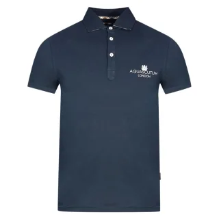 Aquascutum London Bold Logo Marineblaues Poloshirt
