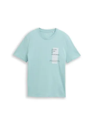 Denim Tom Tailor - T-Shirt mit Print dusty horizon mint - Gr. - L