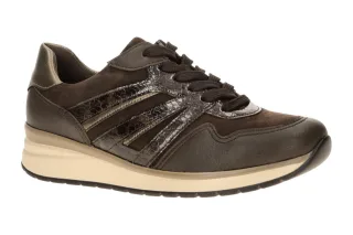 Gabor 6020.01 Dunkelbraune Schn?r-Halbschuhe, K-Weite, Wedge-Absatz