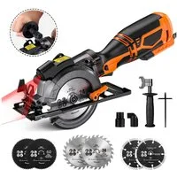DOVAMAN Handkreissäge mit Laser, 710W 115mm, Metall-Zusatzgriff, 6 Sägeblätter, kabelgebunden